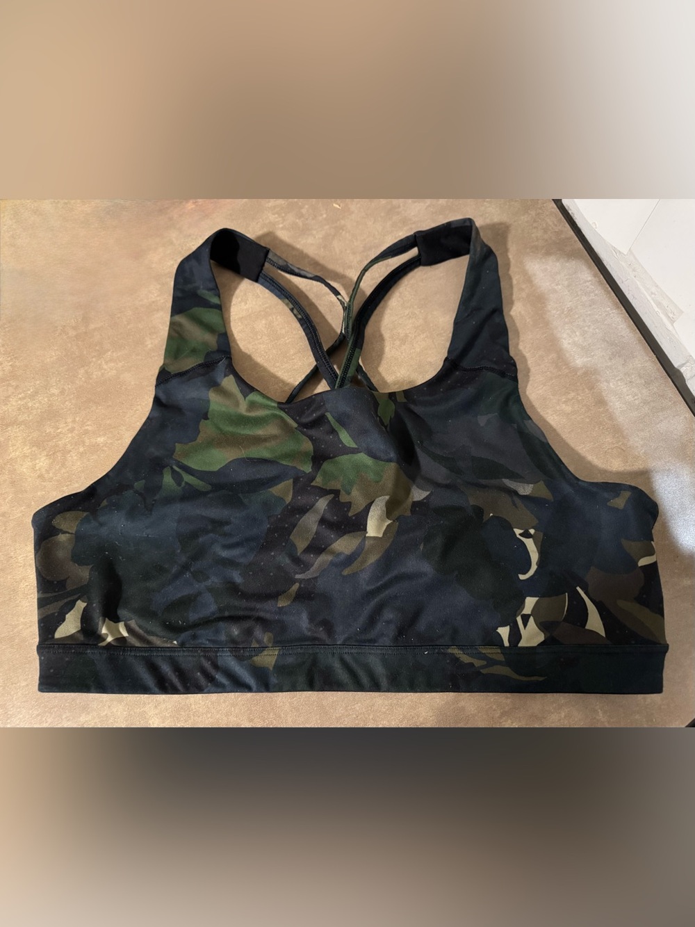 Old Navy Olive & Black Camo Strappy Sports Bra